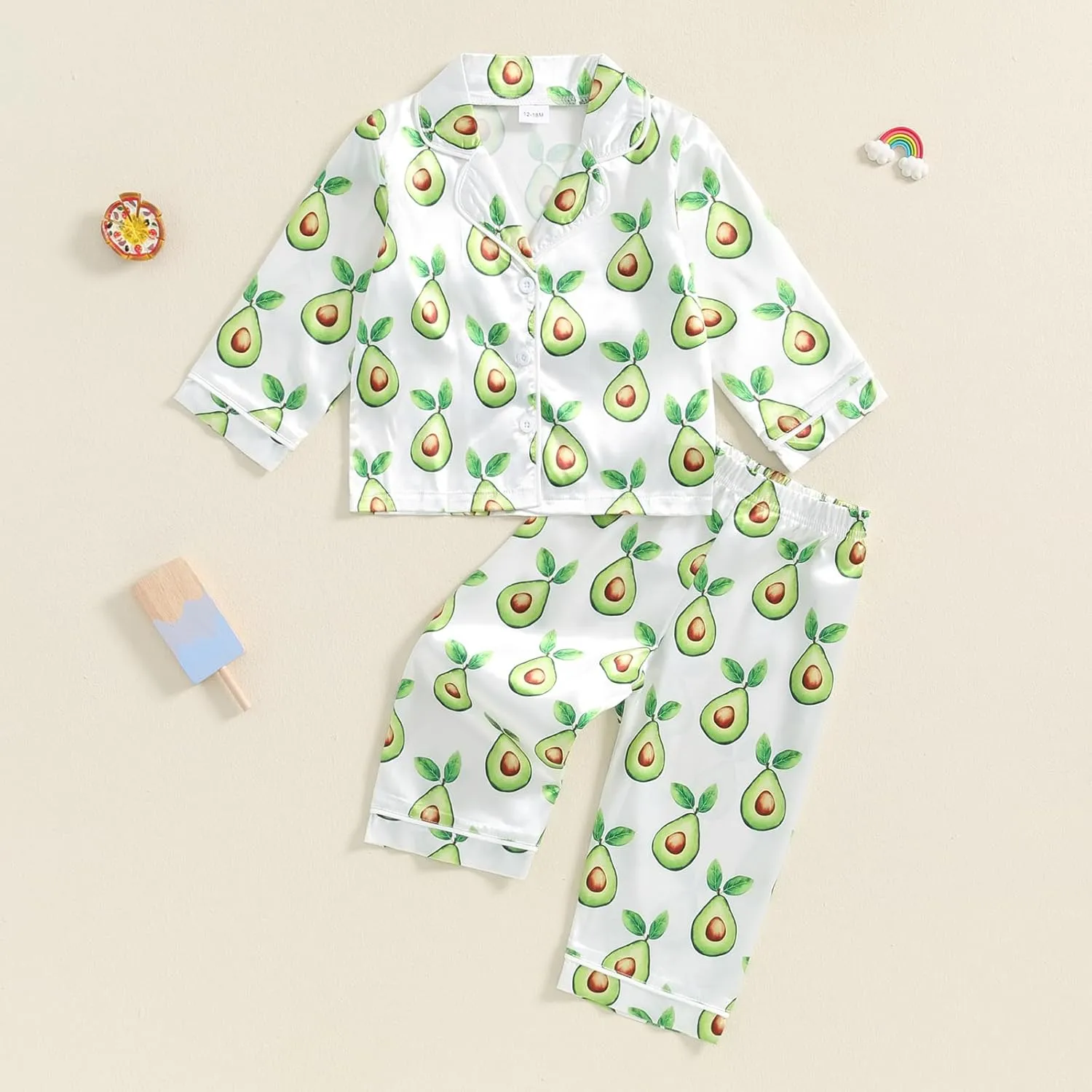 Toddler Girl Pajamas Set Cute Floral Print Button Up Long Sleeve Shirt Top Elastic Pants Loungewear Sleepwear