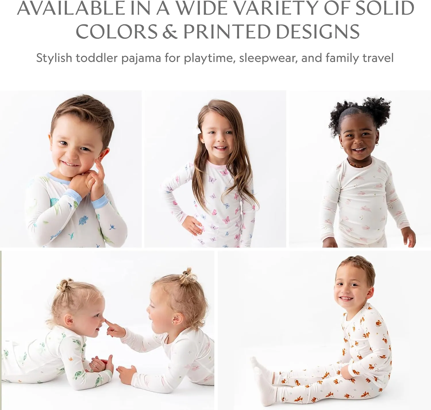 Toddler Pajamas – 95% Bamboo Viscose, 5% Spandex – Soft, Breathable Long-Sleeve Pajama Set for Kids, Sleepwear, Imported
