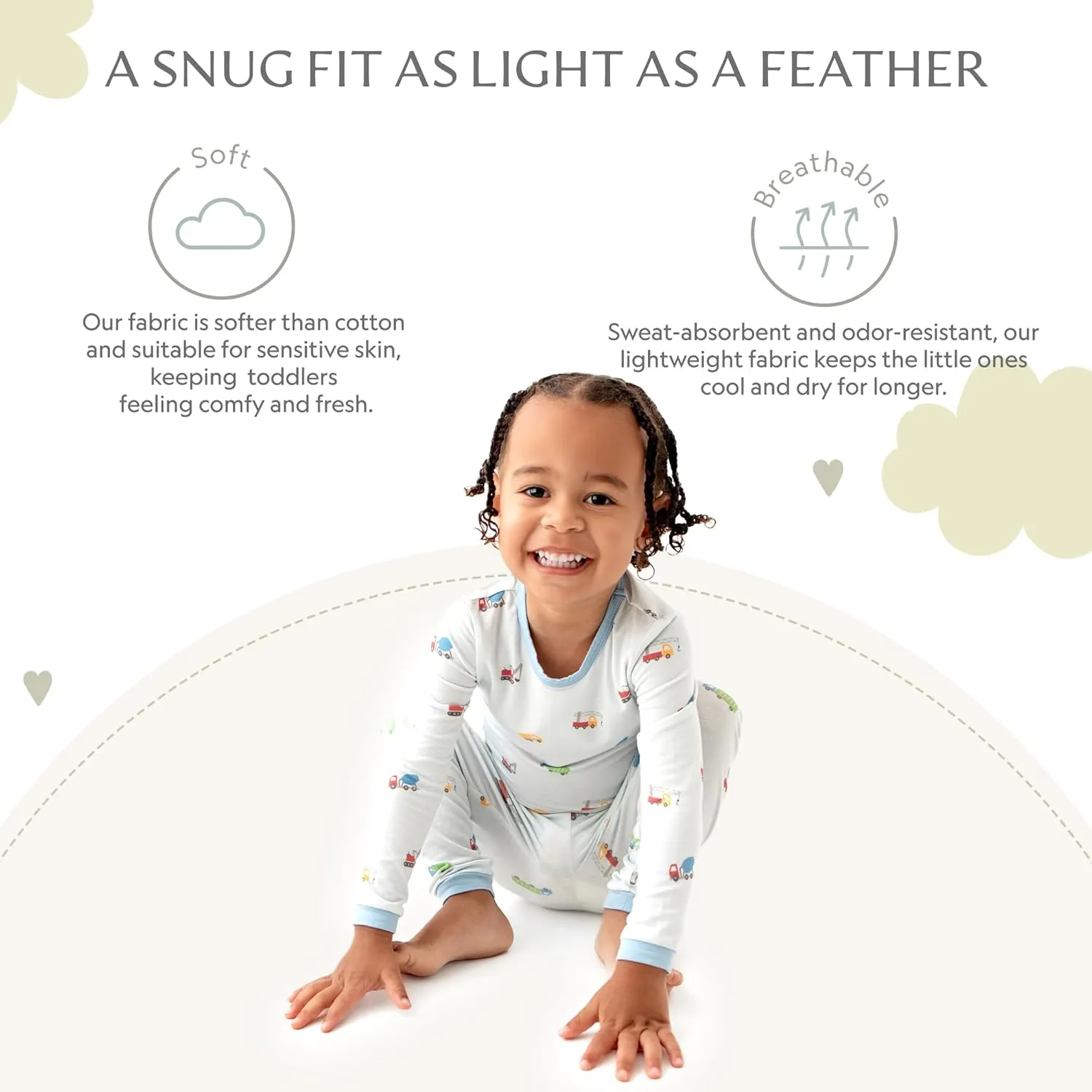 Toddler Pajamas – 95% Bamboo Viscose, 5% Spandex – Soft, Breathable Long-Sleeve Pajama Set for Kids, Sleepwear, Imported