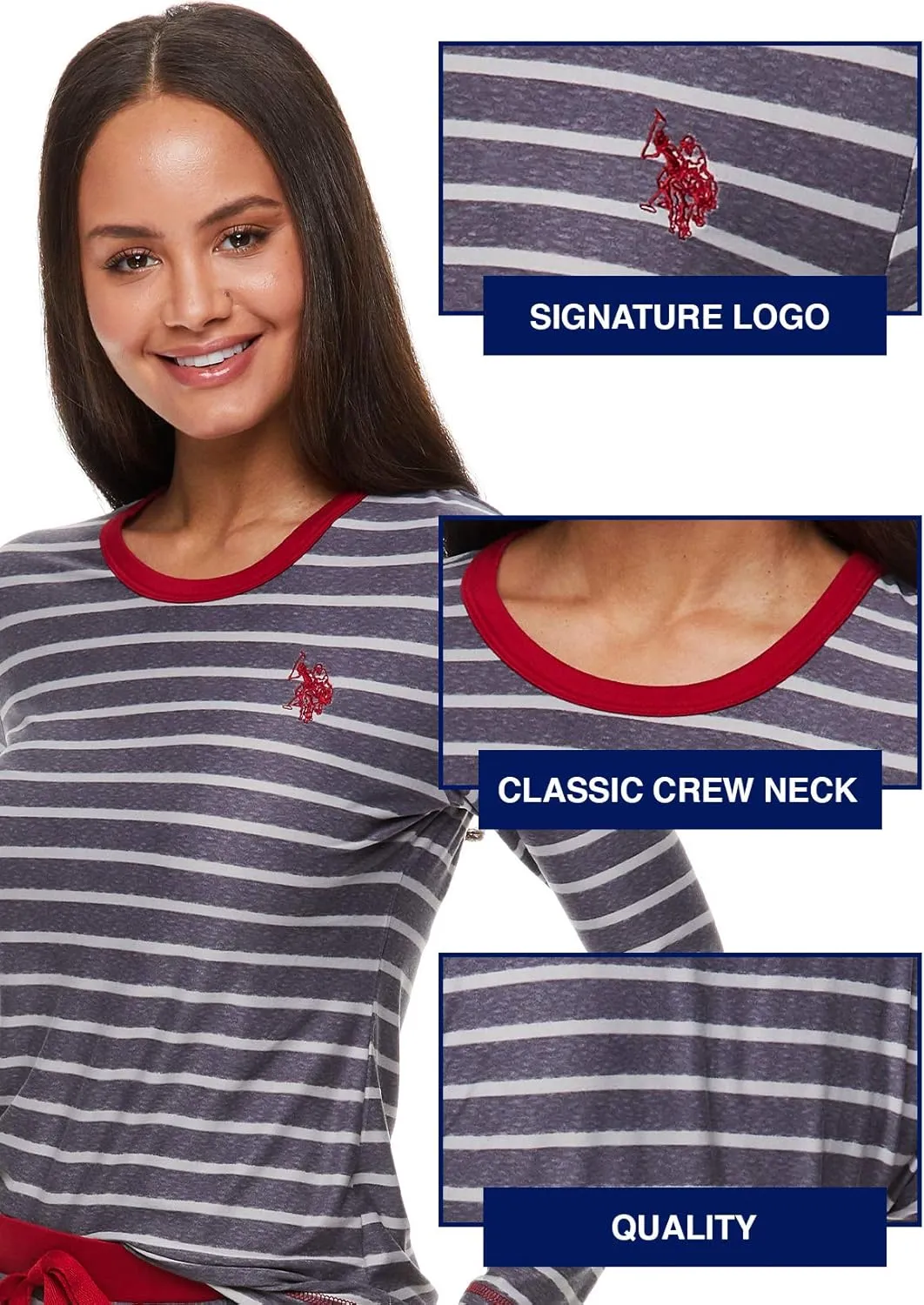 U.S. Polo Assn. Womens Pajama Sets, Pajama Sets for Women 2 Piece, Ladies Pajamas