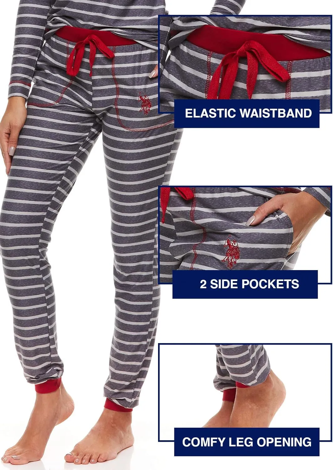 U.S. Polo Assn. Womens Pajama Sets, Pajama Sets for Women 2 Piece, Ladies Pajamas
