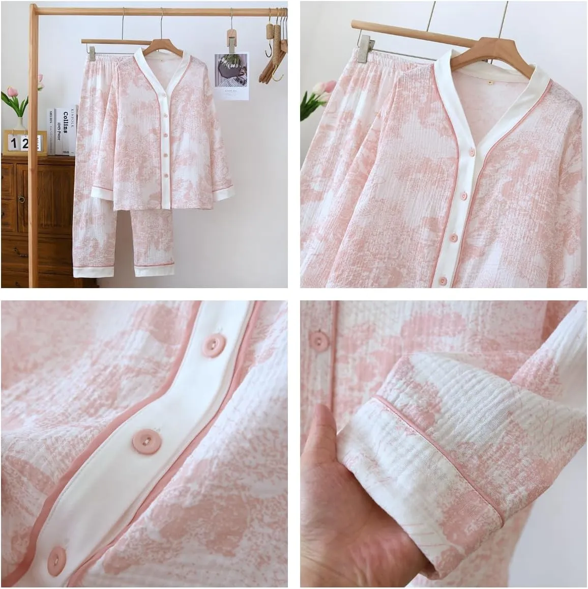 Vhitler Linen Set Coquette Womens Pajamas Set Summer Lounge Sets for Women Old Money Aesthetic