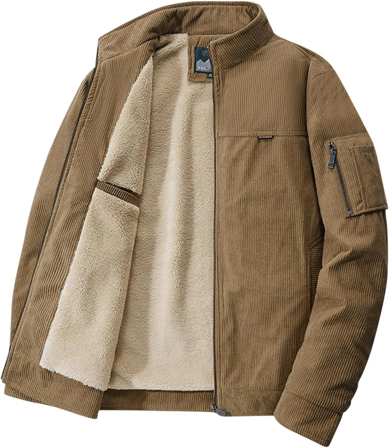 Warm Winter Jackets For Men Casual Stylish Sherpa Fleece Lined Thermal Bomber Coats Vintage Cargo Work Trucker Jacket