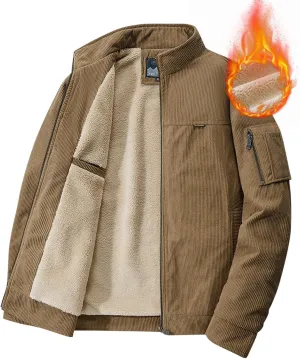Warm Winter Jackets For Men Casual Stylish Sherpa Fleece Lined Thermal Bomber Coats Vintage Cargo Work Trucker Jacket