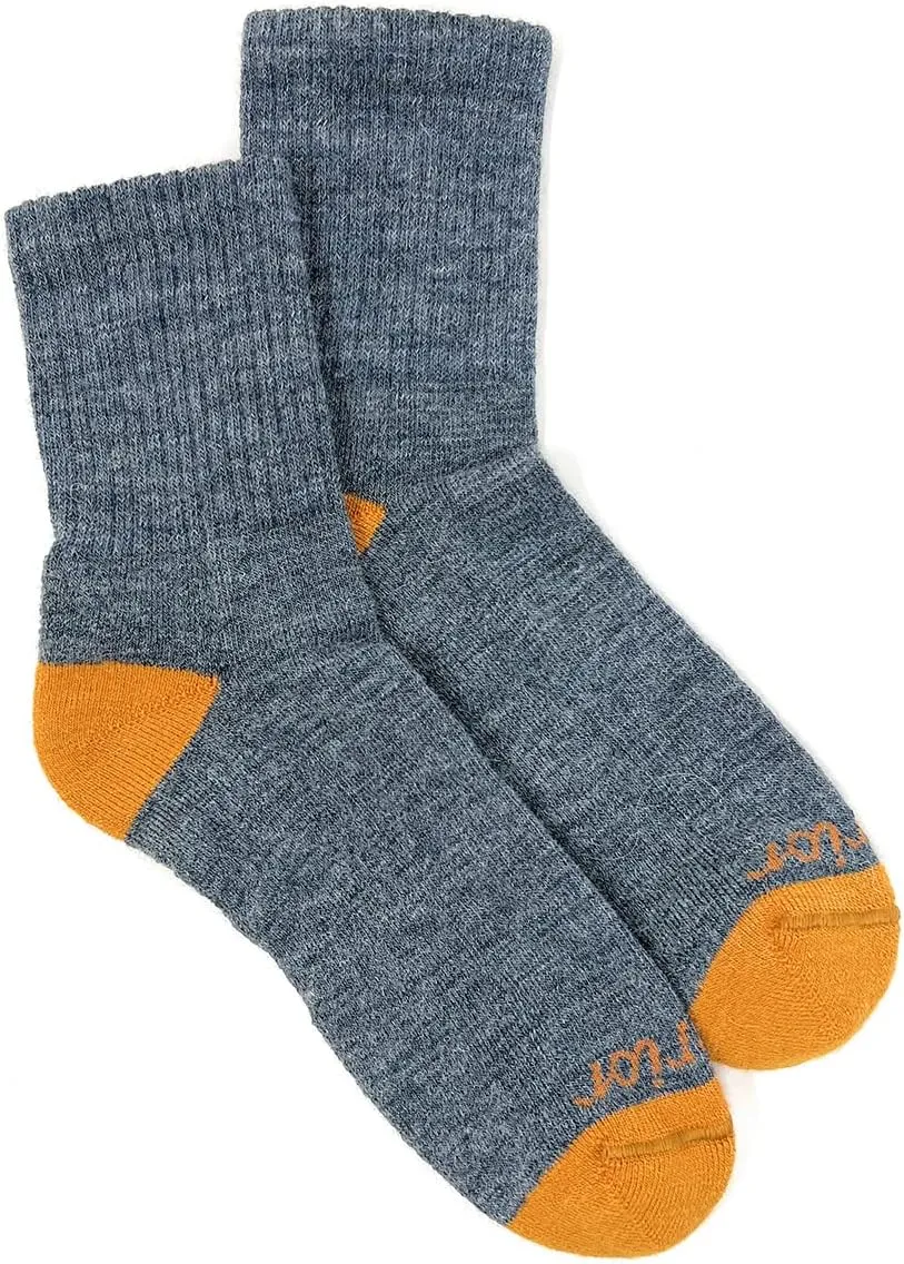Warrior Alpaca Socks - Comfort Cushioned Retro Solid Quarter Crew for Adults - Unisex