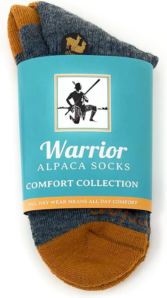 Warrior Alpaca Socks - Comfort Cushioned Retro Solid Quarter Crew for Adults - Unisex