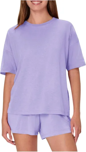 Women Basic Pajama Sets Summer Comfy 2 Piece Lounge Outfit Short Sleeve T-Shirts and Shorts for Sleep Yoga Workout