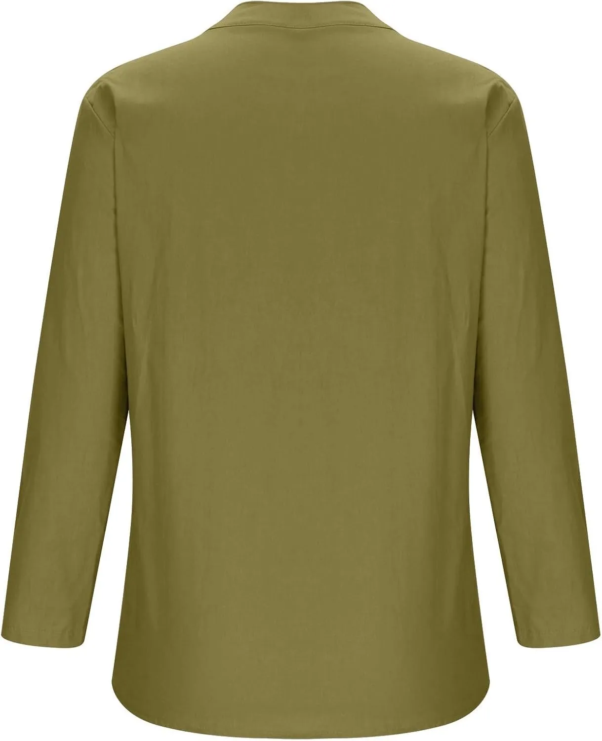 Women Buttons Shirt Cotton Linen Cuffed Sleeve V-Neck Oversized Shirts Casual Loose Solid Blouse Tunic Tops