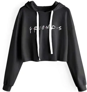 Women Cute Printed Letter Hoodie Cropped Pullover Sweatshirts Casual Gym Tops Drawstring Fall Winter Tunics