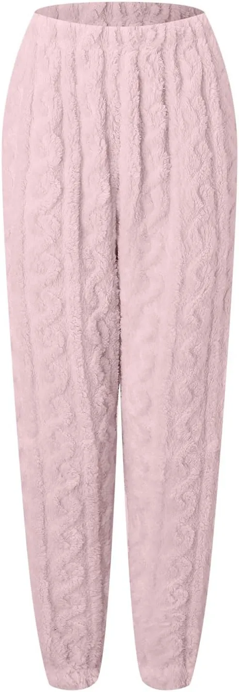 Women Flannel Long Sleeve Pajama Set Winter Button down Knit Sweaters with Pockets Sleepwear Nightwear Soft Pjs Lounge Sets