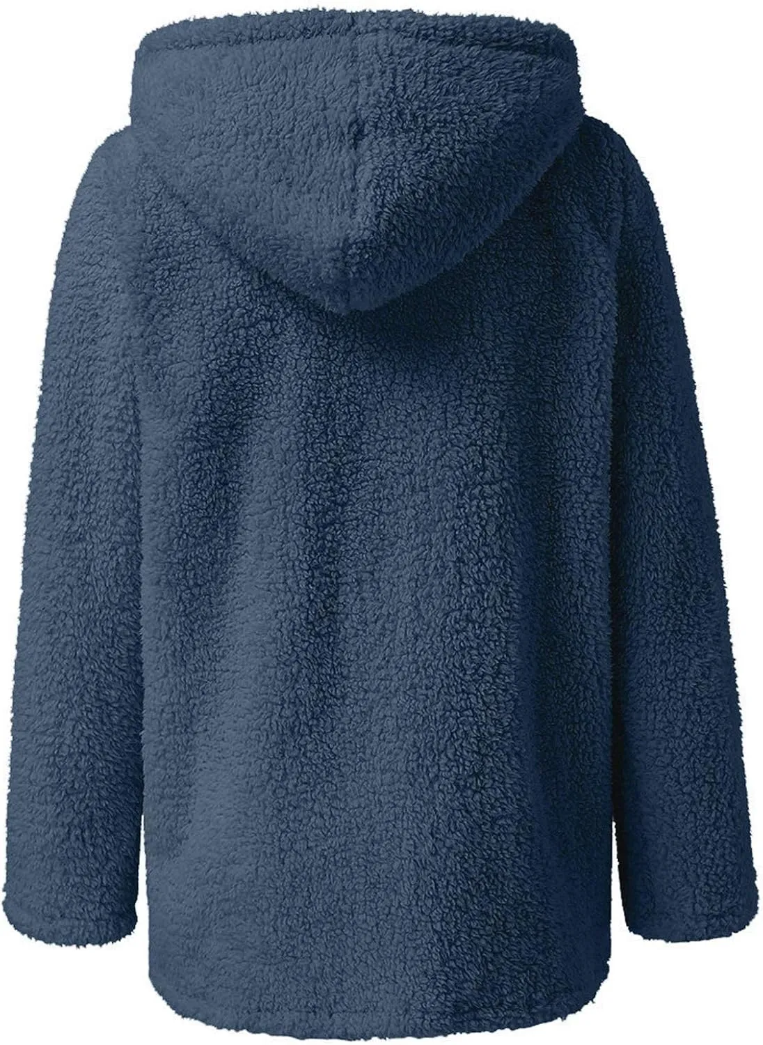 Women Fuzzy Fleece Zip Up Jacket Hooded Sherpa Lined Sweatshirt Casual Soft Fuzzy Shaggy Teddy Coat Fluffy Outerwear
