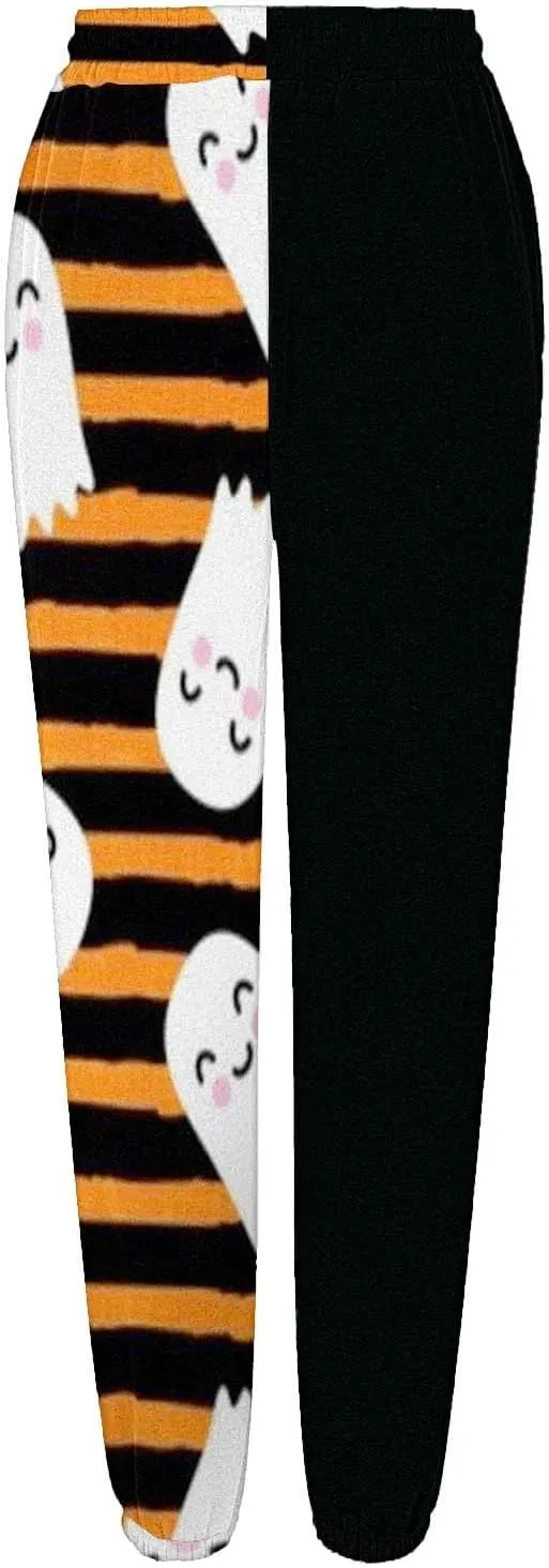 Women Halloween Sweatpants High Waisted Print Casual Pants Sweatpants Pants Ghost Print Joggers High Young Adult