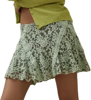 Women Ruffles Lace Mini Skirt Y2k Layered Pleated Short Skirt Floral Lace Flowy Fairy Half Slip Skirts