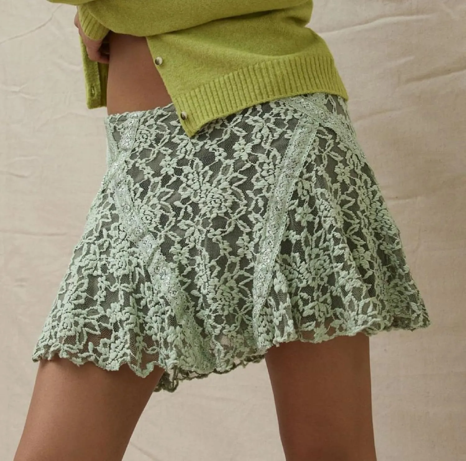 Women Ruffles Lace Mini Skirt Y2k Layered Pleated Short Skirt Floral Lace Flowy Fairy Half Slip Skirts