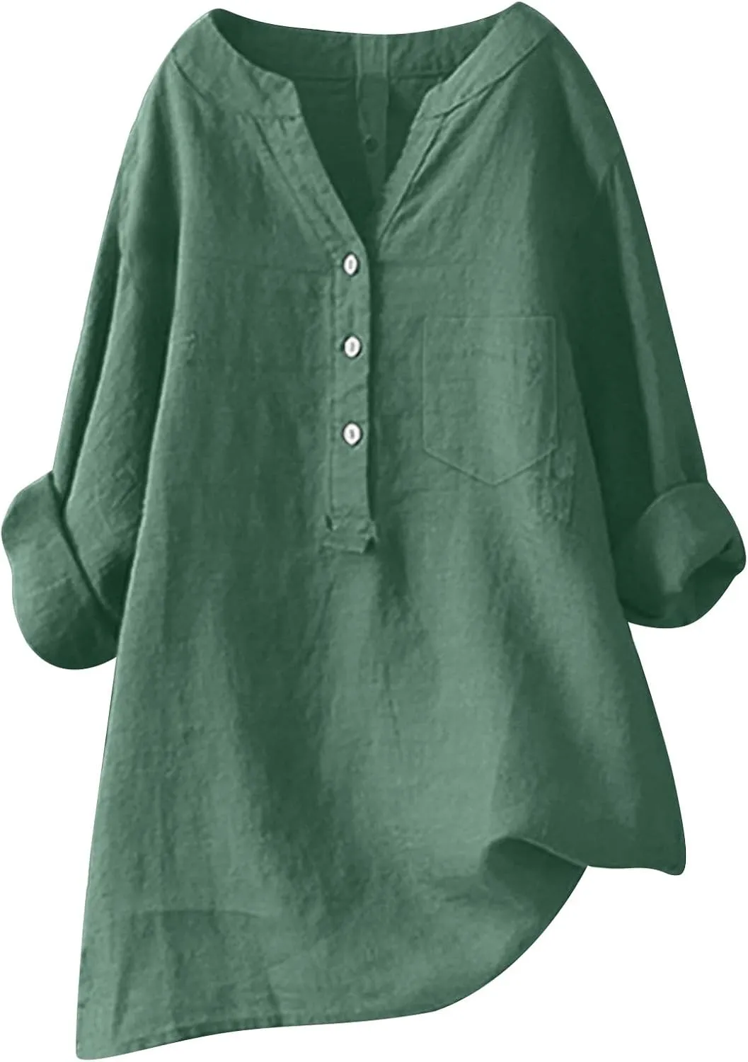 Women Short Sleeve Linen Shirts Casual V-Neck Comfy T Shirts Bohemian Boho Loose Summer Tshirt