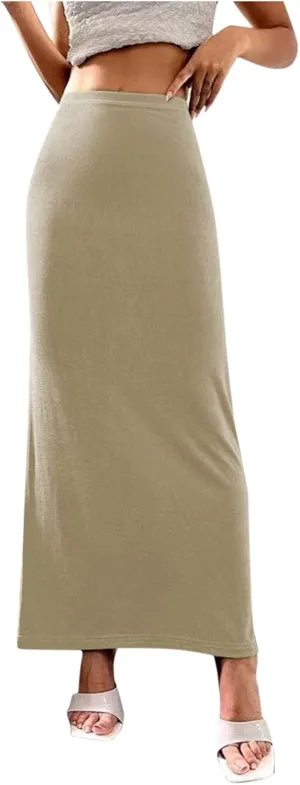 Women Vintage A-line Mid Skirt Elastic High Waist Ankle Hip Hugging Velvet Maxi Skirt Casual Flowy Swing Long Skirts