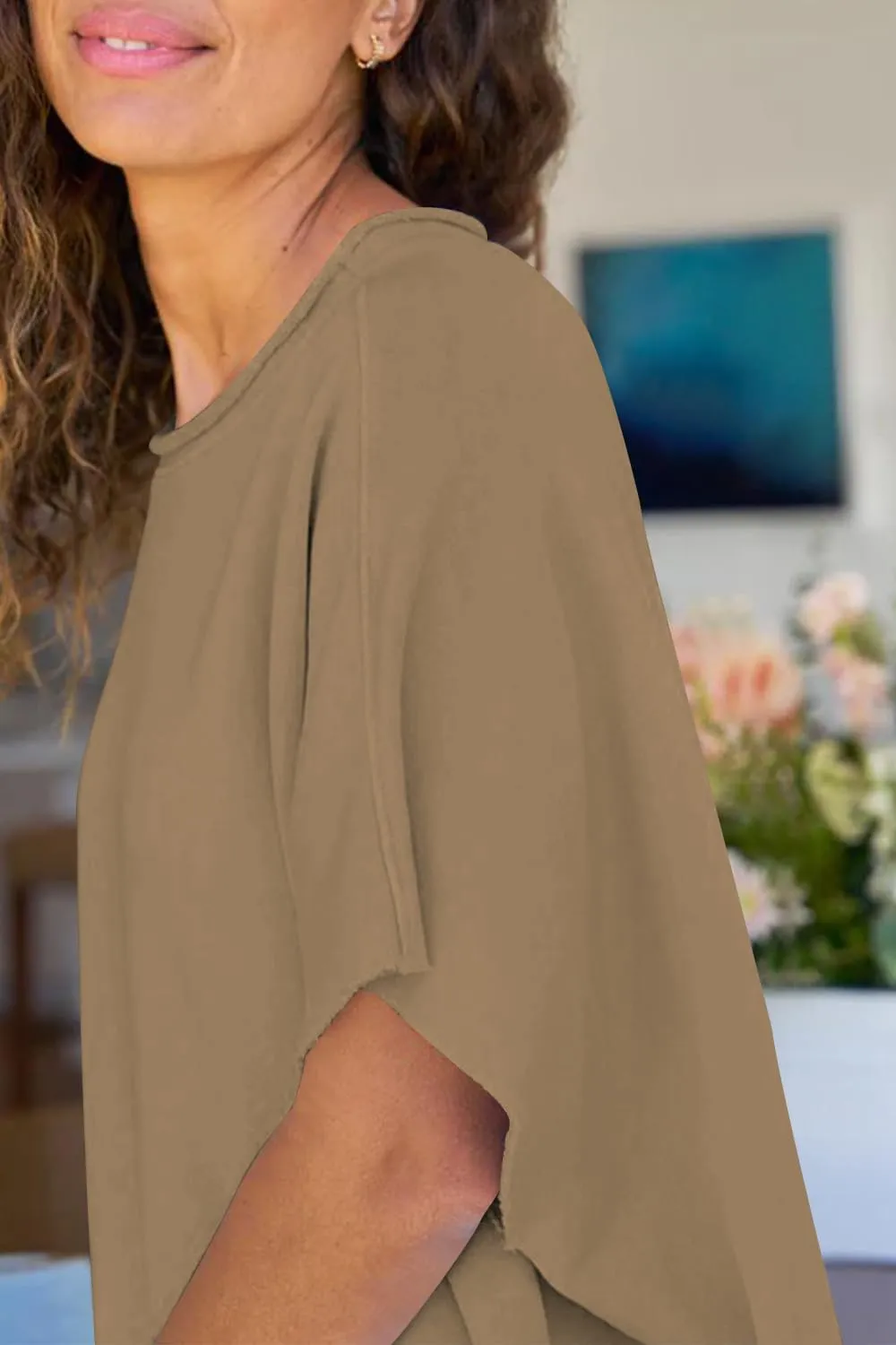 Women's 2 Piece Lounge Sets Casual Short Sleeve Pullover Tops Matching Wide Leg Pants Tracksuit Set