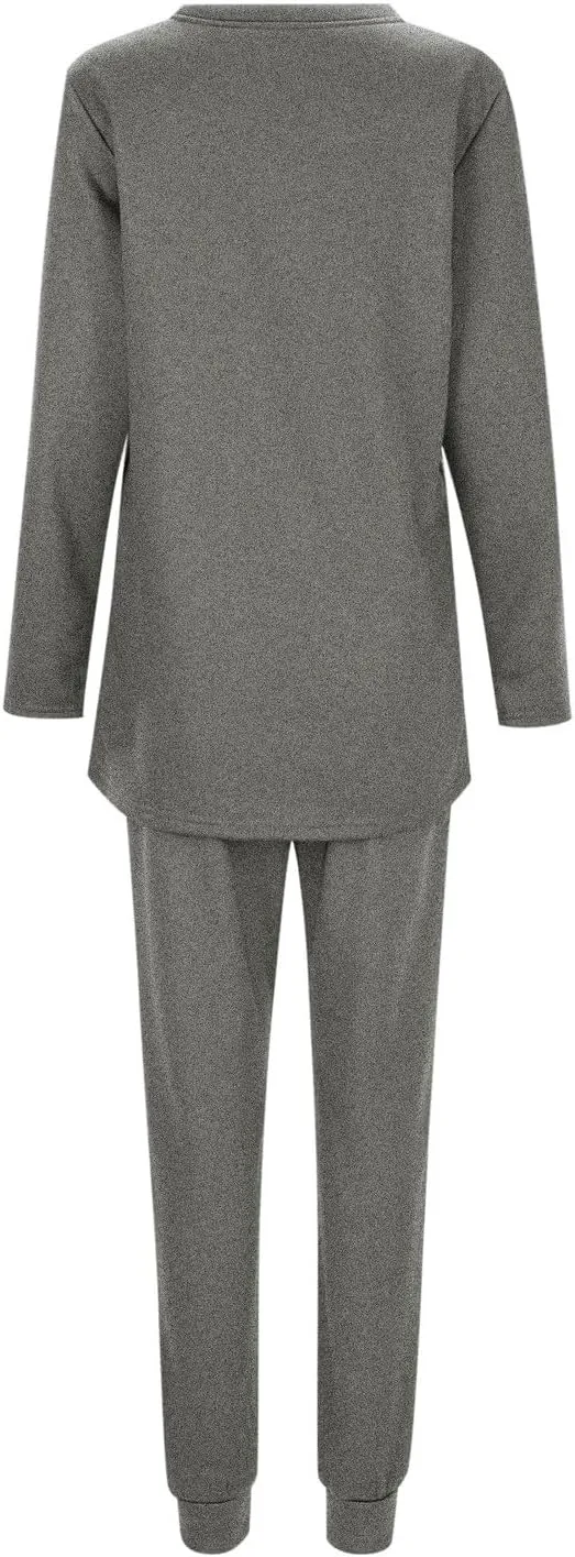 Womens 2 Piece Lounge Sets Fleece Lined Loungewear Pajama Set Fuzzy Sherpa Sweatshirt Jogger Pants Fall Sweatsuit Set