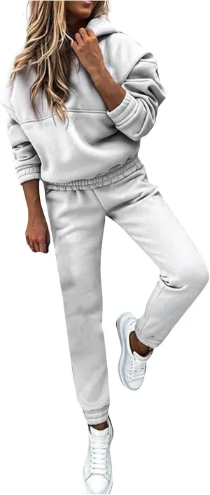 Womens 2 Piece Outfits Lounge Hoodie Sweatsuit Sets Y2k Oversized Fleece Sweatshirt Baggy Fall Fashion Sweatpants