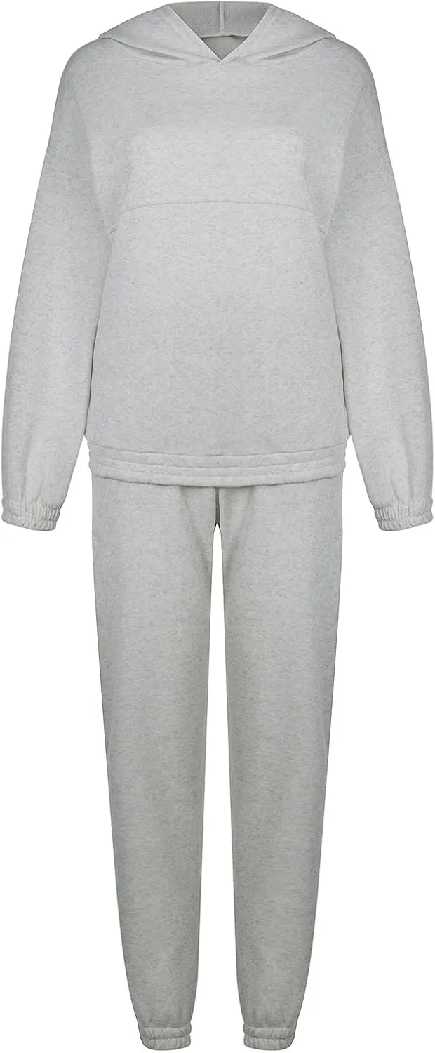 Womens 2 Piece Outfits Lounge Hoodie Sweatsuit Sets Y2k Oversized Fleece Sweatshirt Baggy Fall Fashion Sweatpants
