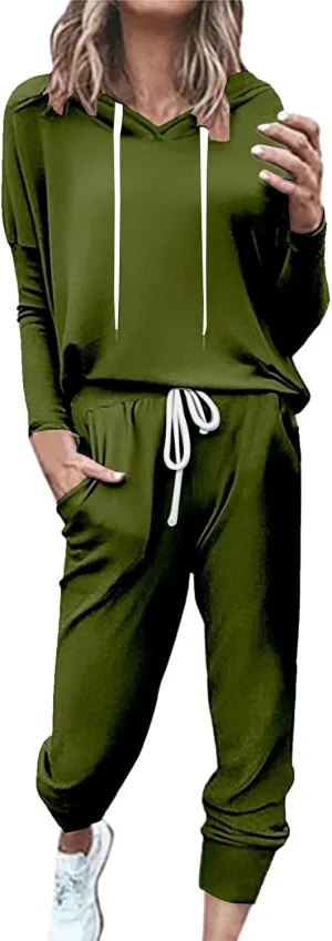 Womens 2 Piece Sets Tracksuit Long Sleeve Hoodies With High Pants suit Pockets Loose Casual Sweatsuits Outfits