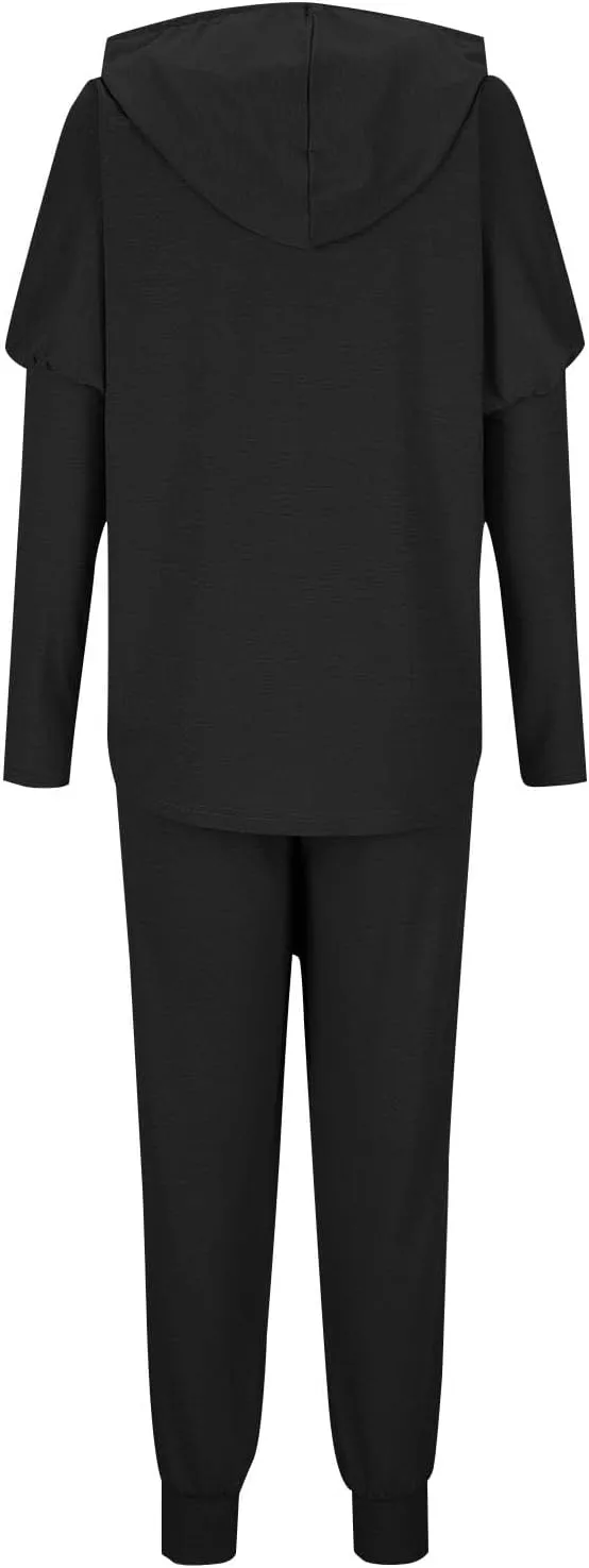 Womens 2 Piece Sets Tracksuit Long Sleeve Hoodies With High Pants suit Pockets Loose Casual Sweatsuits Outfits