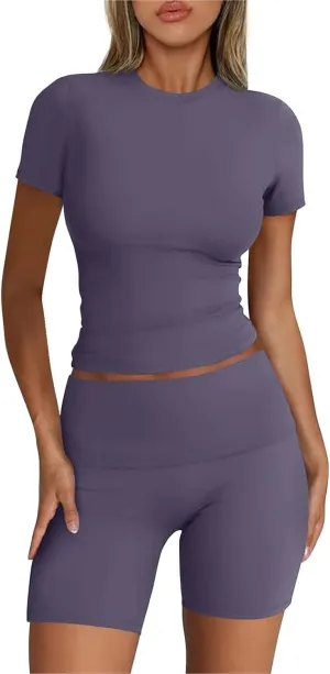 Womens 2 Piece Workout Sets Short Matching Lounge Sets Summer Clothes Going Out Gym Outfits
