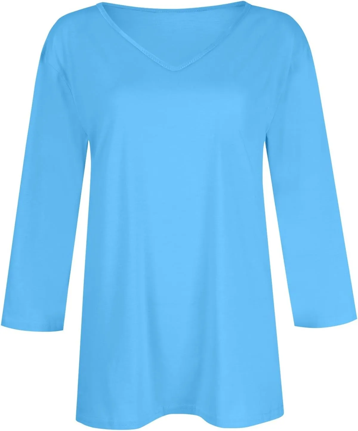Womens 3/4 Sleeve Tops Casual V Neck T Shirts Loose Fit Three Quarter Length Cute Shirts Dressy Basic Work Blouse
