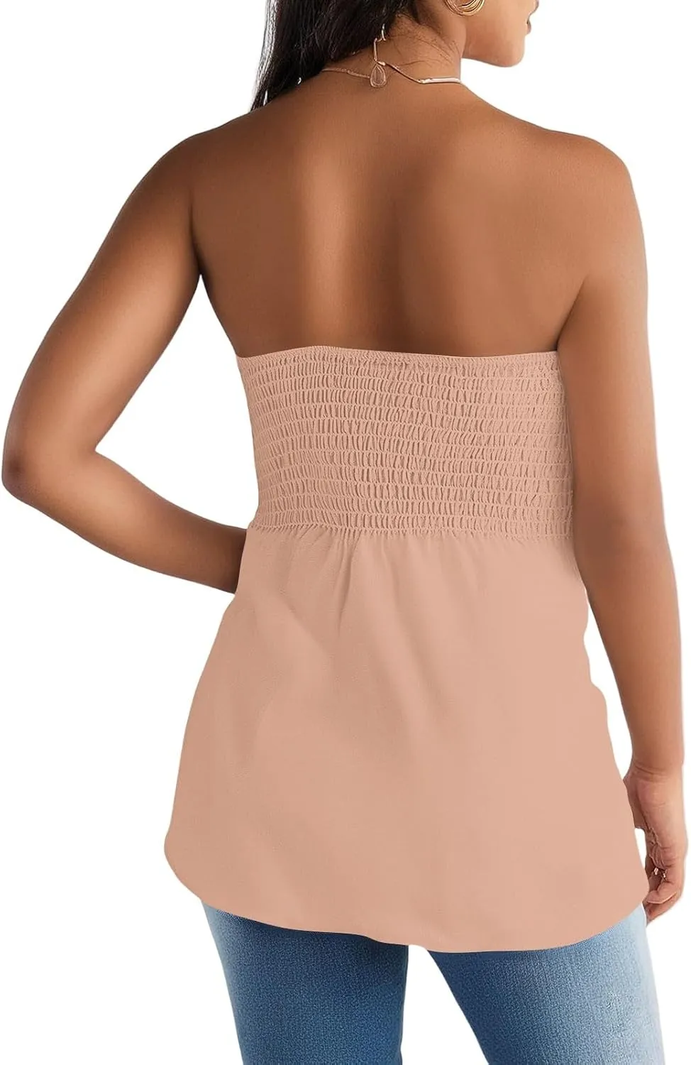 Women's Boho Tube Tank Tops 2025 Summer Strapless Off Shoulder Solid Trendy Going Out Bandeau Top Sleeveless Shirts