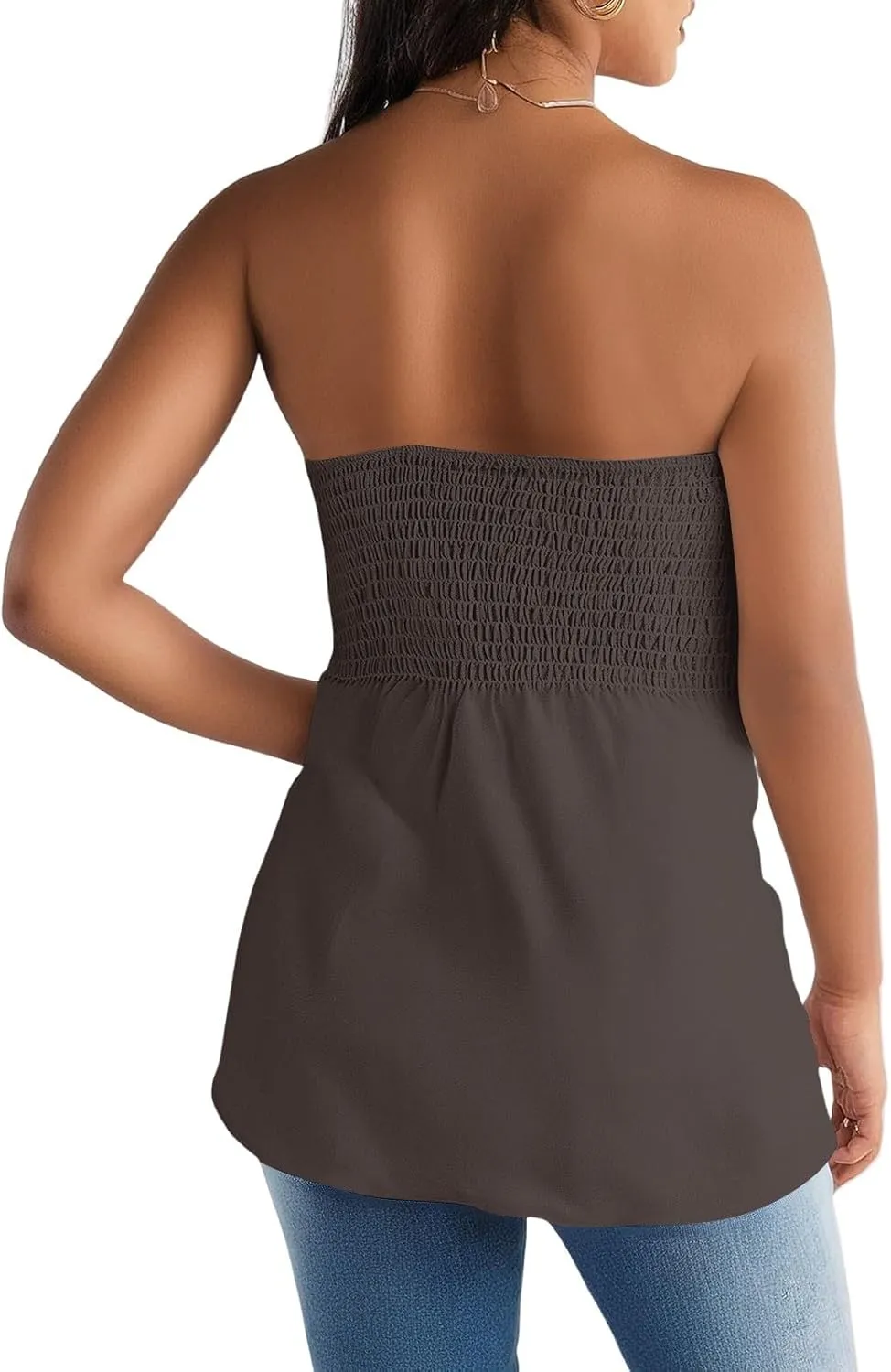 Women's Boho Tube Tank Tops 2025 Summer Strapless Off Shoulder Solid Trendy Going Out Bandeau Top Sleeveless Shirts