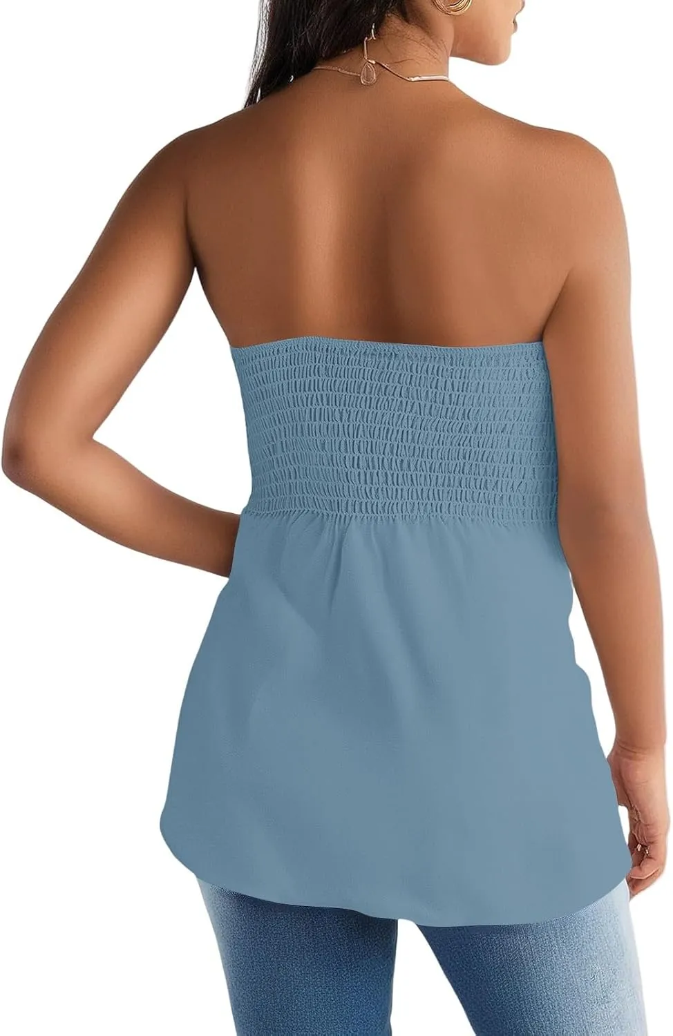 Women's Boho Tube Tank Tops 2025 Summer Strapless Off Shoulder Solid Trendy Going Out Bandeau Top Sleeveless Shirts