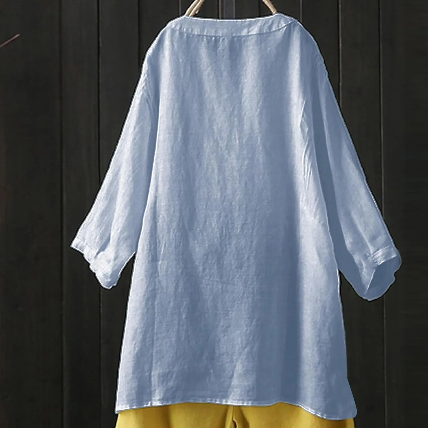 Women's Button Cotton Linen Short Sleeve Tops Summer Cute Casual Oversized Blouse Top V Neck Loose Fit Tshirts