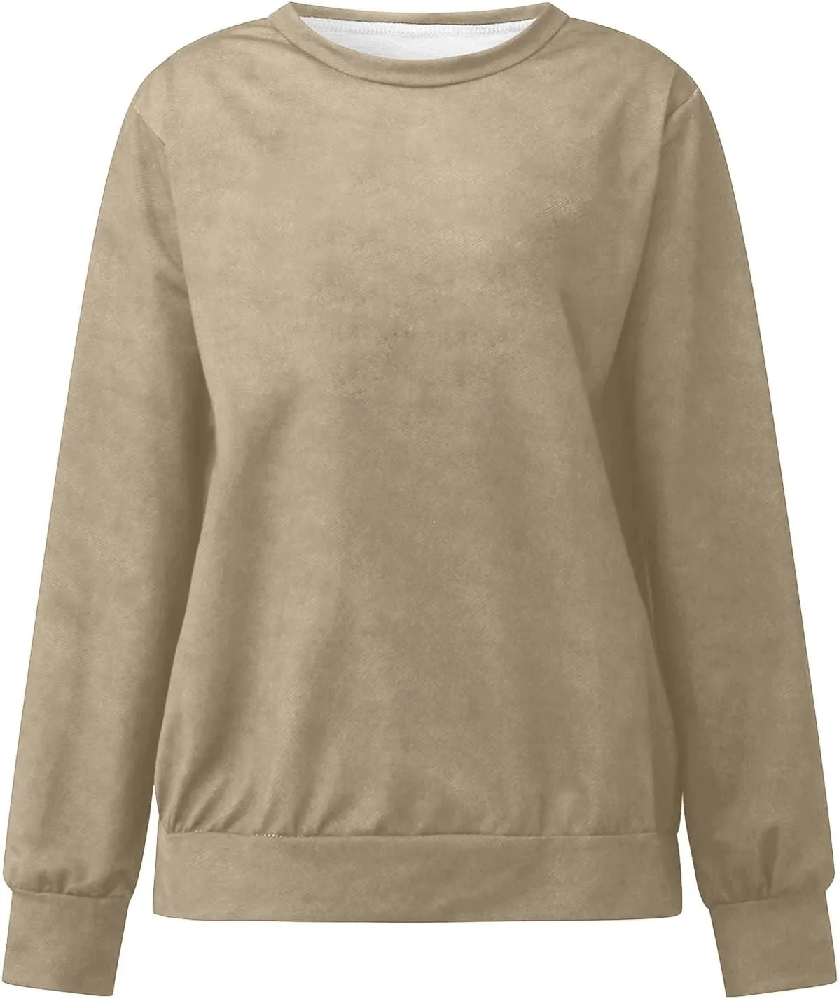 Womens Casual Sweatshirt Crewneck Loose Plain Pullover Tee Fashion Long Sleeve Lightweight Home Cozy Tunics Blouse