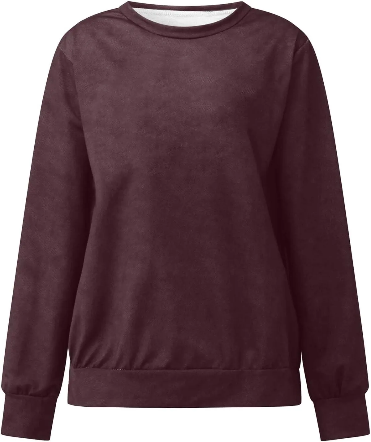 Womens Casual Sweatshirt Crewneck Loose Plain Pullover Tee Fashion Long Sleeve Lightweight Home Cozy Tunics Blouse