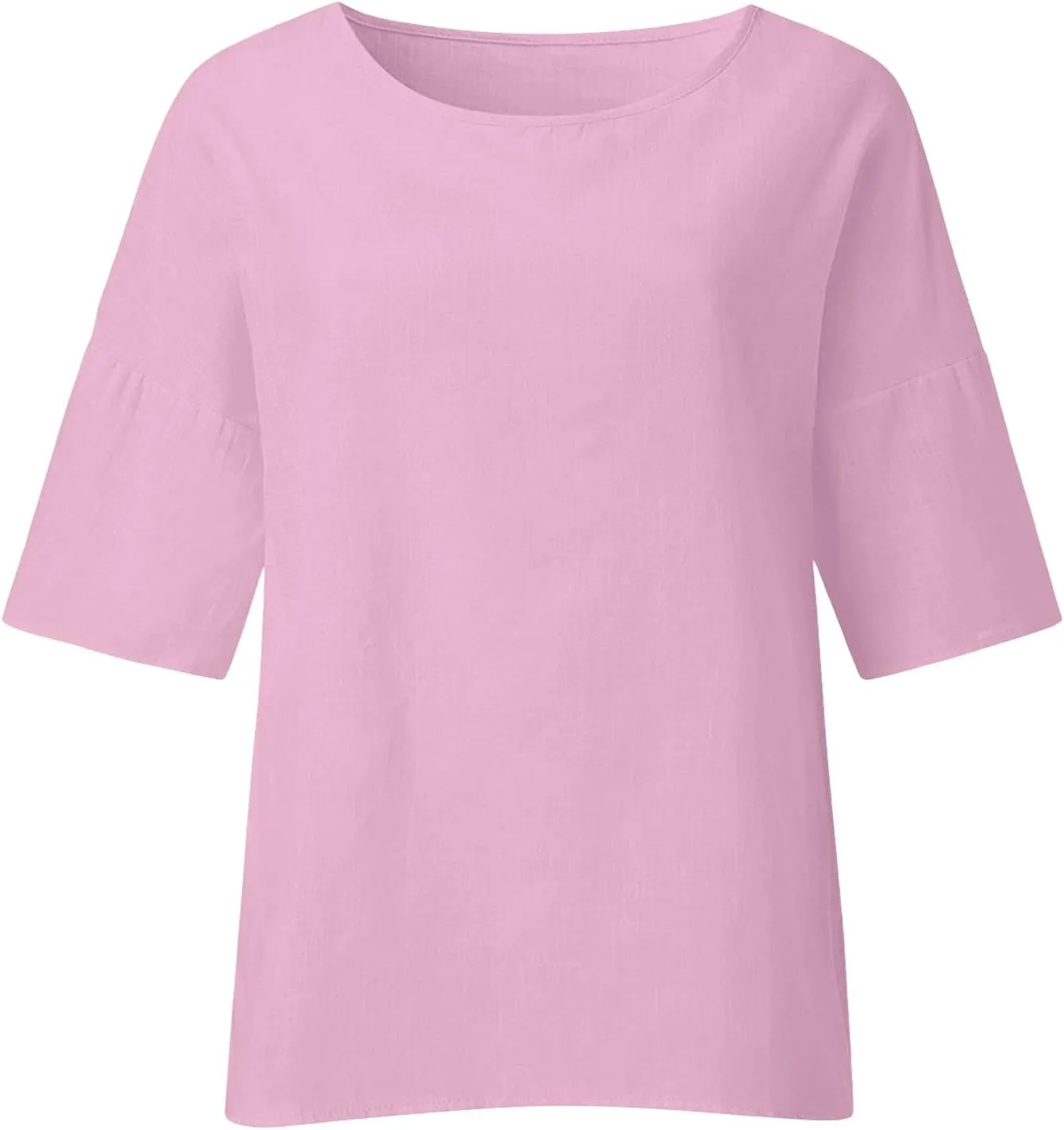 Womens Cotton Linen Shirts Casual Lightweight Gauze Tunics Tops Crewneck Blouses Spring Fashion Loose Shirts Clothing
