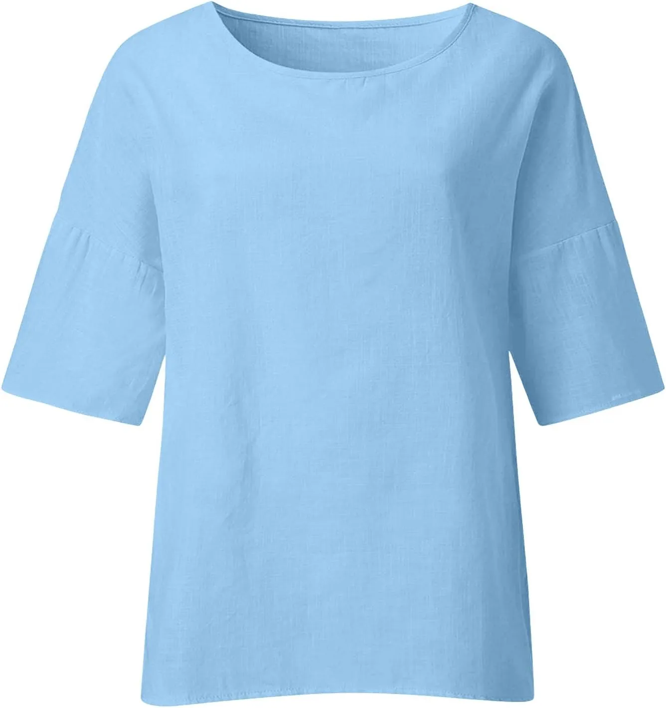Womens Cotton Linen Shirts Casual Lightweight Gauze Tunics Tops Crewneck Blouses Spring Fashion Loose Shirts Clothing