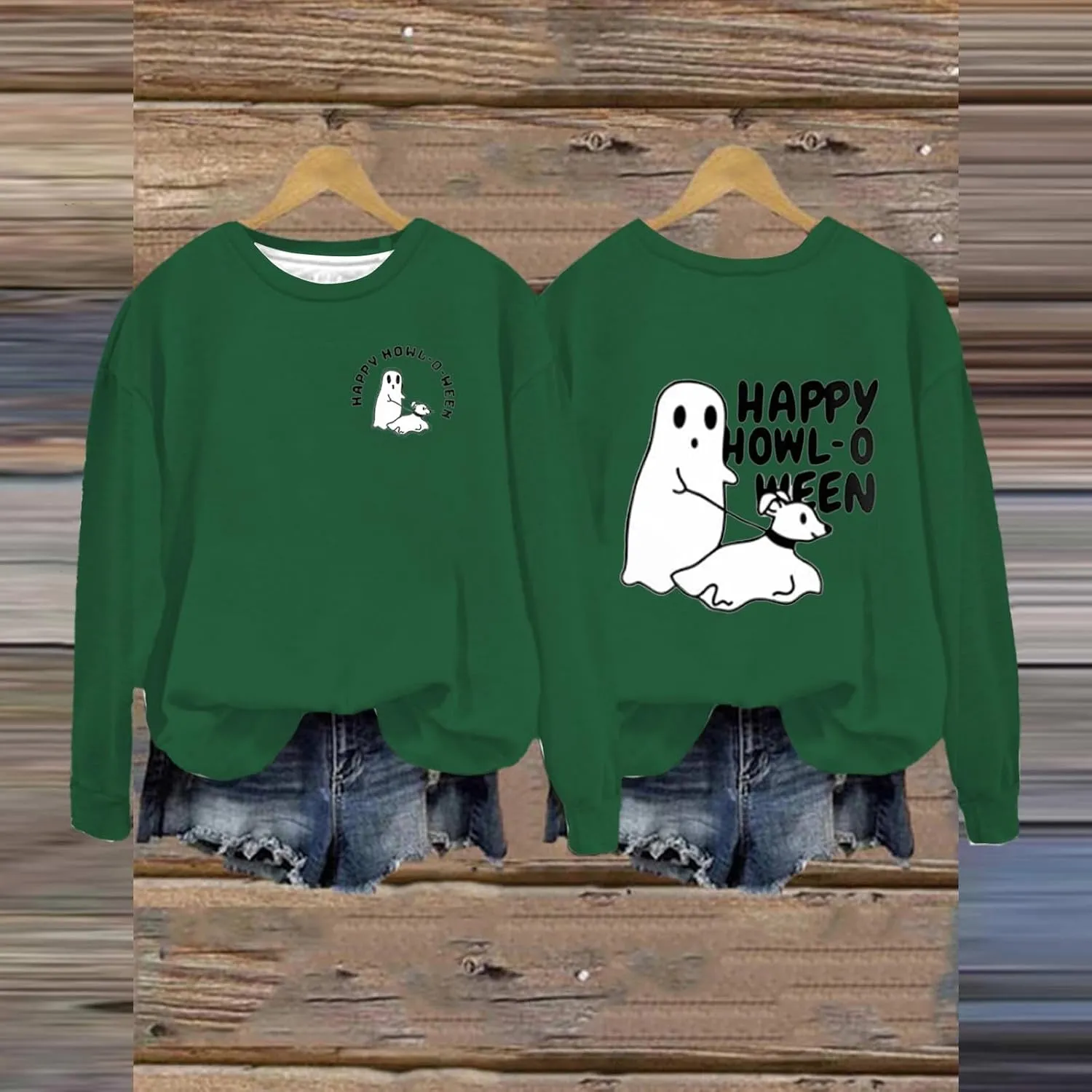 Womens Cute Hoodie Hoodless Crewneck Loose Halloween Print Long Sleeve Tunics Outdoor Exercise Pullover Sweatshirts