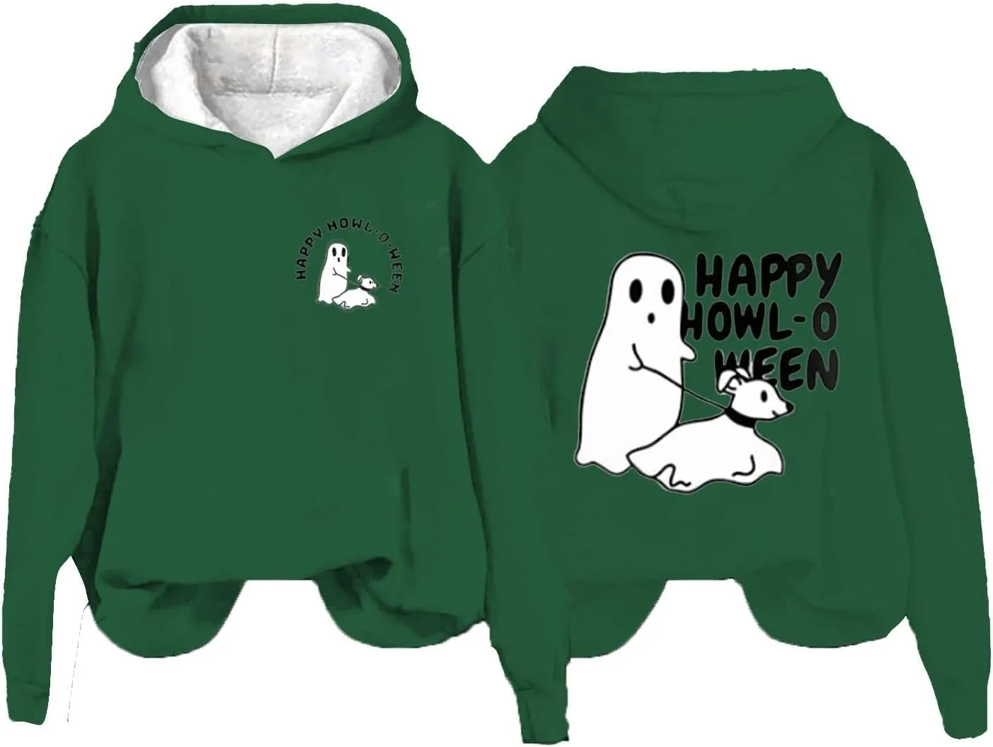 Womens Cute Hoodie Hoodless Crewneck Loose Halloween Print Long Sleeve Tunics Outdoor Exercise Pullover Sweatshirts