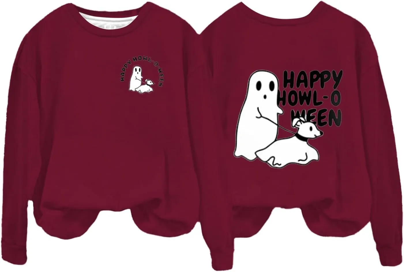 Womens Cute Hoodie Hoodless Crewneck Loose Halloween Print Long Sleeve Tunics Outdoor Exercise Pullover Sweatshirts