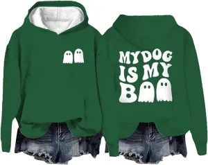 Womens Cute Hoodie Hoodless Crewneck Loose Halloween Print Long Sleeve Tunics Outdoor Exercise Pullover Sweatshirts