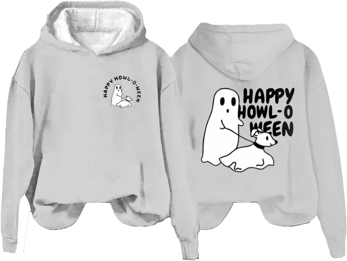 Womens Cute Hoodie Hoodless Crewneck Loose Halloween Print Long Sleeve Tunics Outdoor Exercise Pullover Sweatshirts