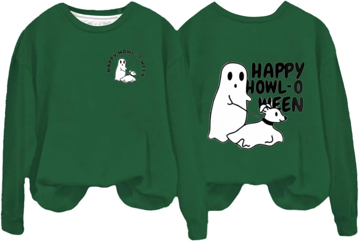 Womens Cute Hoodie Hoodless Crewneck Loose Halloween Print Long Sleeve Tunics Outdoor Exercise Pullover Sweatshirts