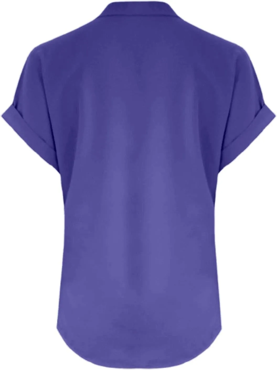 Womens Four Seasons Solid Collar Button Short Sleeve Shirt Tee
