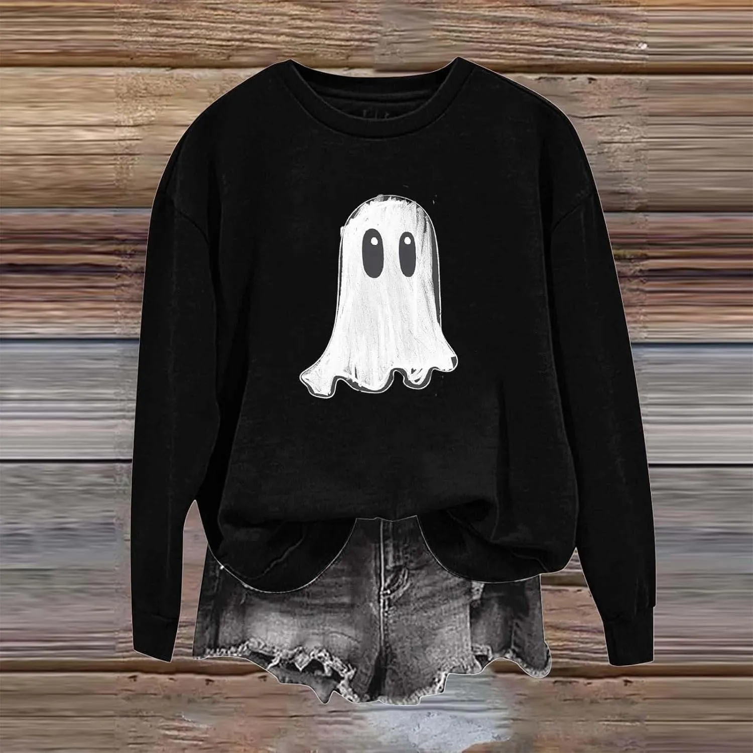 Women's Halloween Sweatshirt Fashion Hoodless Cute Graphic Pullover Long Sleeve Crewneck Tunics Autumn Casual Shirts
