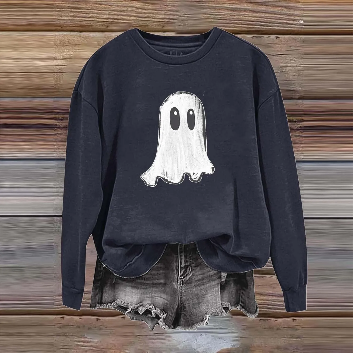 Women's Halloween Sweatshirt Fashion Hoodless Cute Graphic Pullover Long Sleeve Crewneck Tunics Autumn Casual Shirts