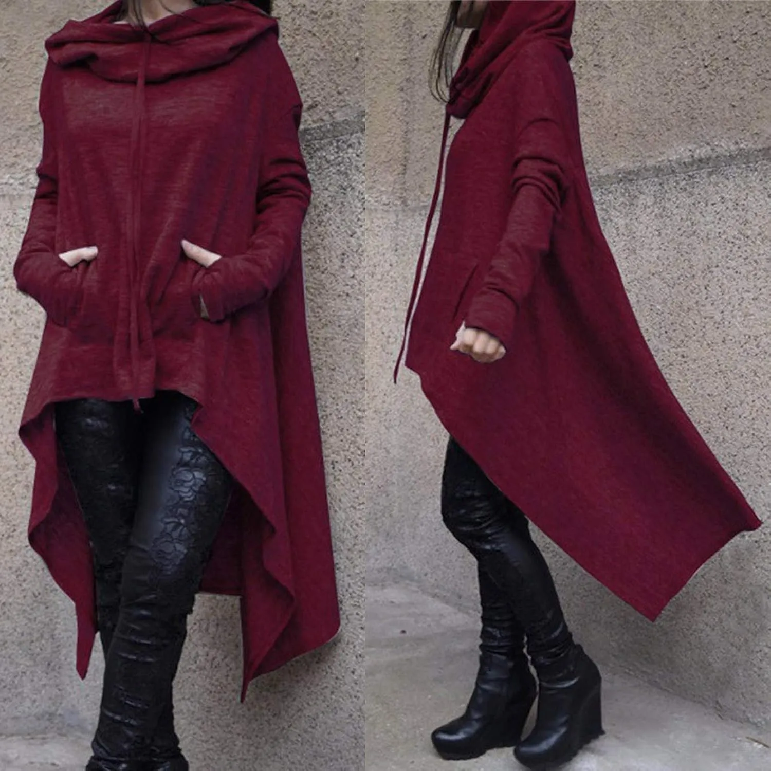 Women's Irregular Hem Long Hoodies Plus Size Casual Baggy Pullover Tops 2023 Fall Fashion Tunic Blouse