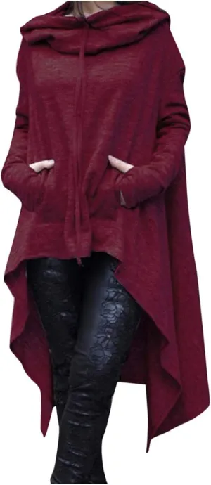 Women's Irregular Hem Long Hoodies Plus Size Casual Baggy Pullover Tops 2023 Fall Fashion Tunic Blouse