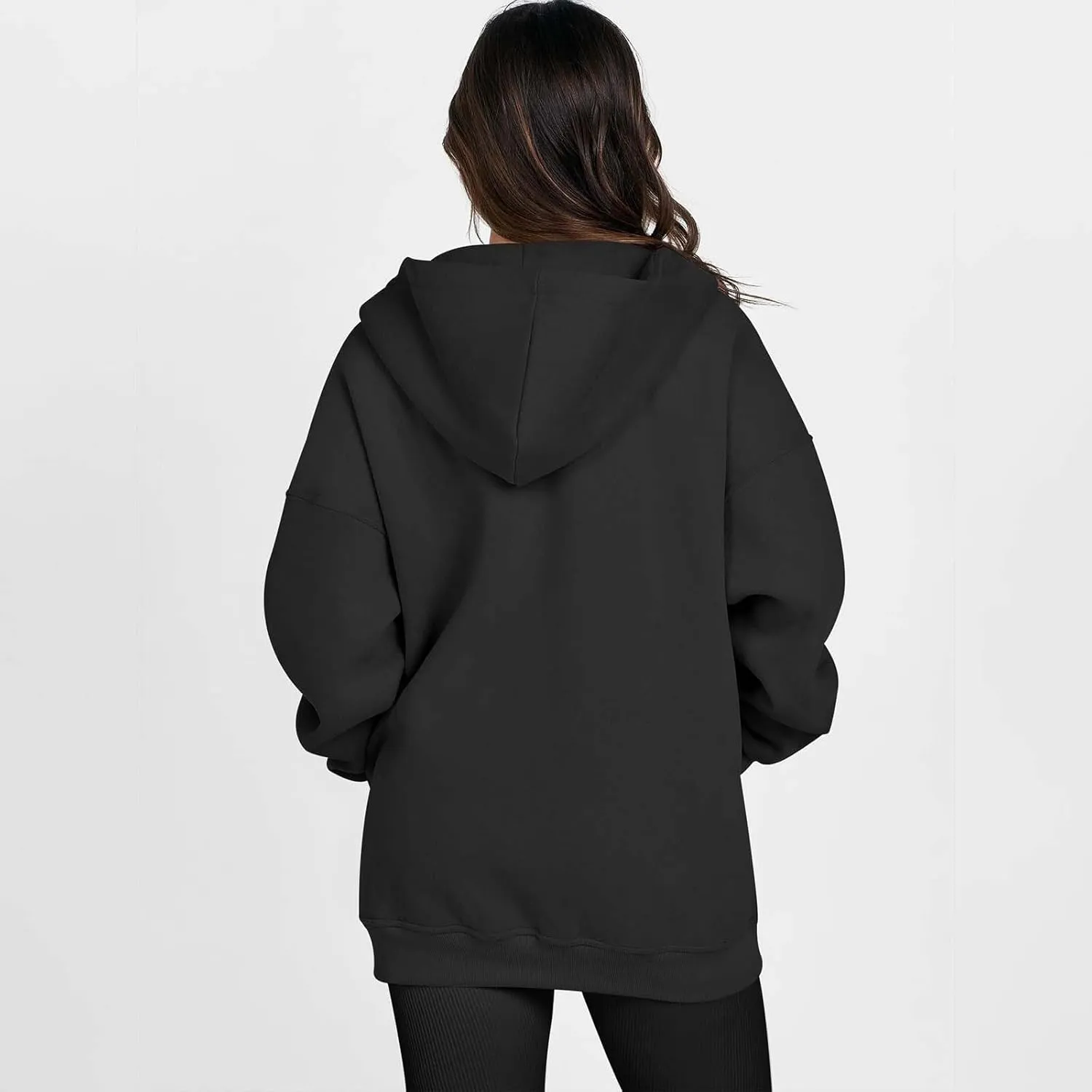 Women's Oversized Zip Up Hoodies Fleece Jacket Casual 2024 Fall Winter Hooded Sweatshirts Drawstring Y2K Hoodie