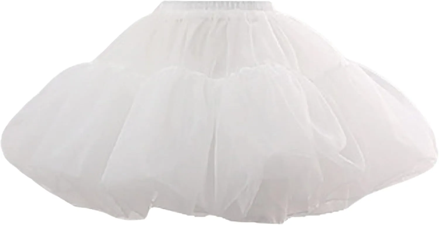 Women'S Petticoat 50s 4 Levels Hoopless Short Length Tulle Crinoline Underskirts Dress Bubble Skirt Above Knee
