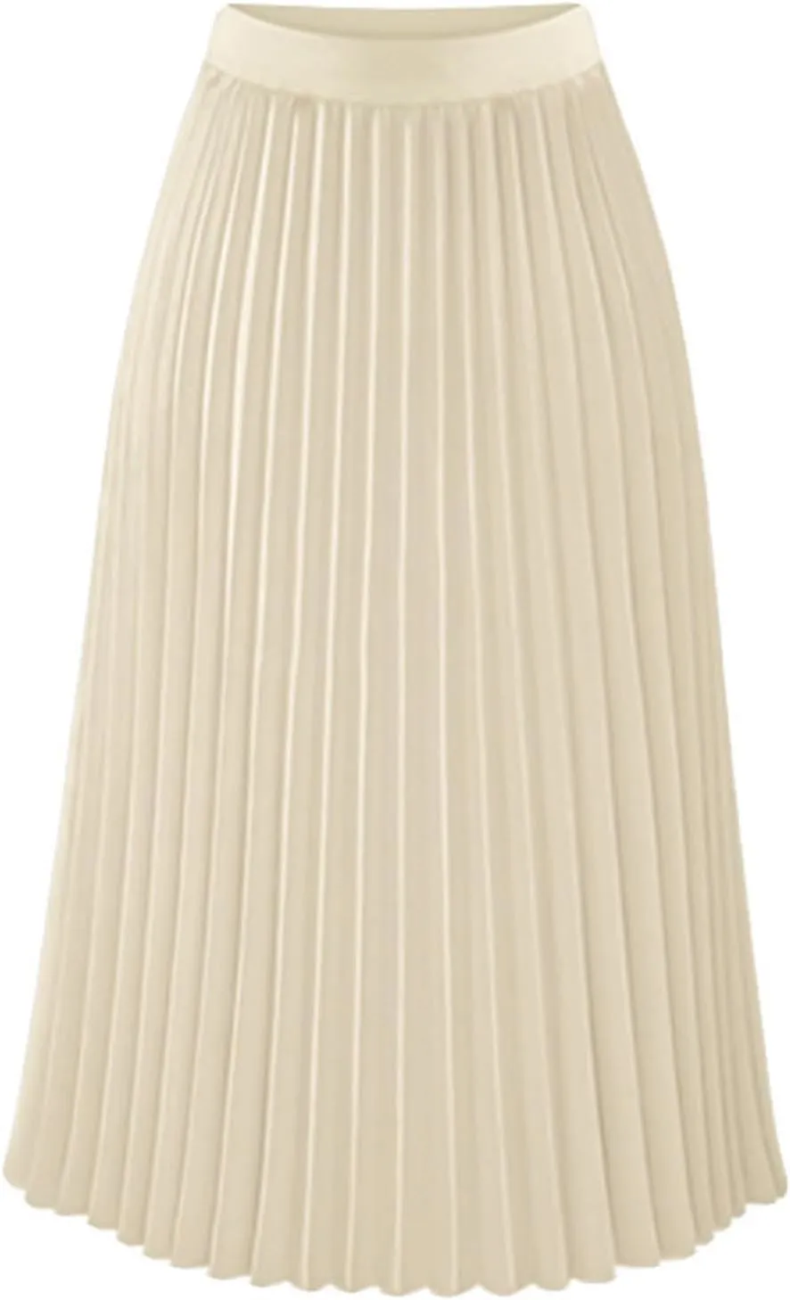Women's Pleated Skirt Elastic High Waist A-Line Midi Length Skirts Solid Color Basic Casual Summer Long Skirt